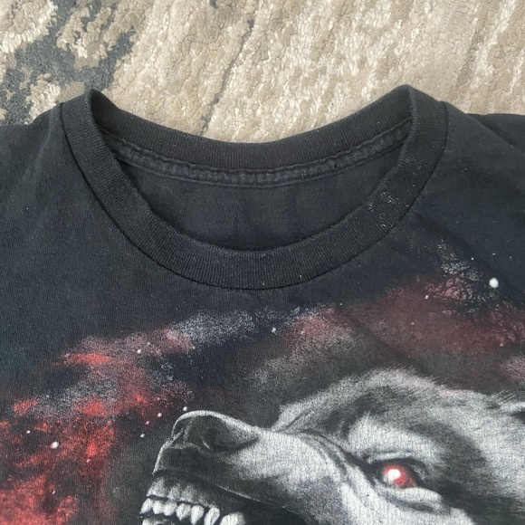 Y2K Gildan Blood Moon Wolfpack Black Horror 3 Wolf Nature T Shirt Size XL - Picture 2 of 5